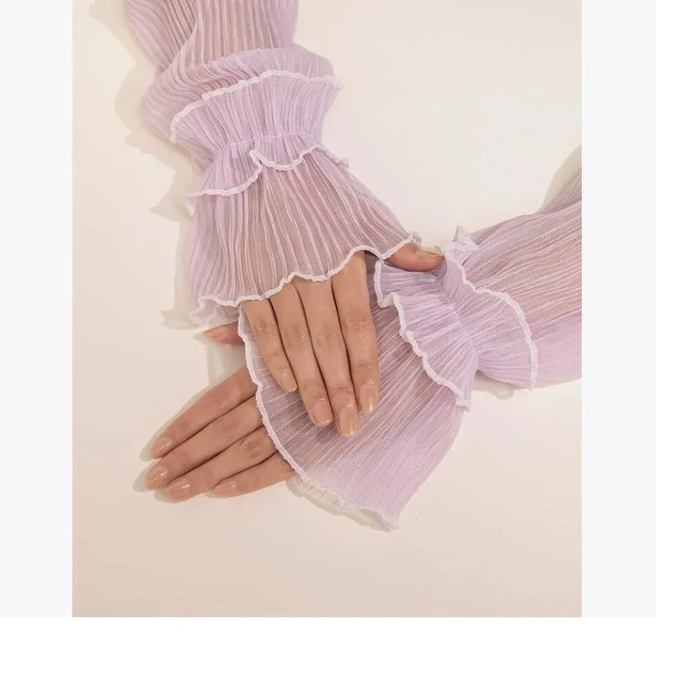 PURPLE Ruffle Sheer Opera Gloves NEW